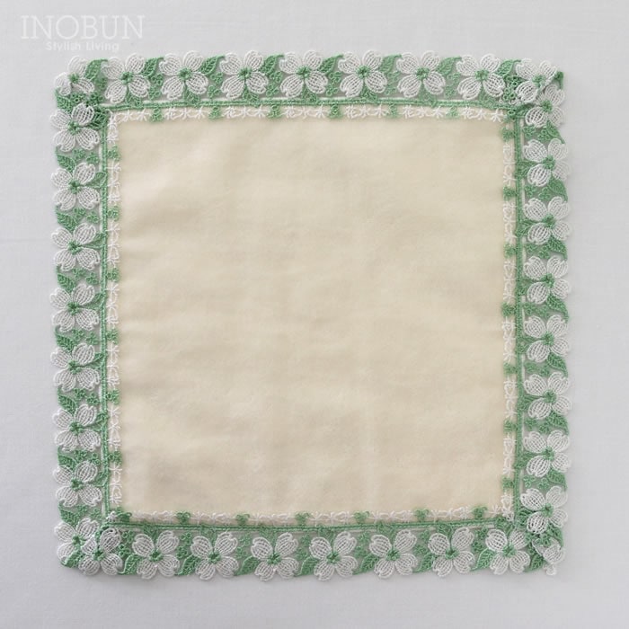 近沢レース店 ハナミズキ アイボリー シーズンタオルハンカチ