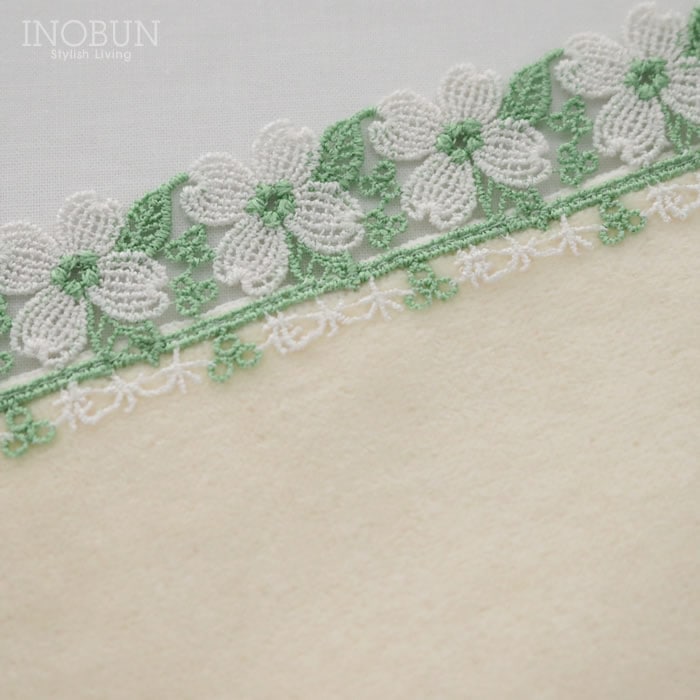 近沢レース店 ハナミズキ アイボリー シーズンタオルハンカチ