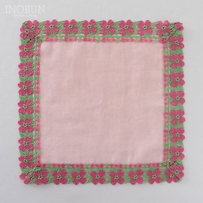 近沢レース店 ハナミズキ サーモンピンク 12月 シーズンタオルハンカチ