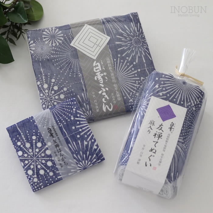 白雪ふきん 友禅染 HANABI 花火 藍 30 x 40cm 白雪ふきん 友禅染 HANABI 花火 藍 30 x 40cm