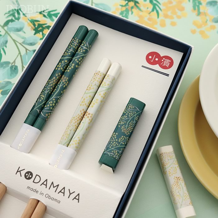 ミモザペア 箸置き付ギフト 夫婦箸 BOXセット 日本製 ご結婚祝い 新生活 御祝い 食洗機対応