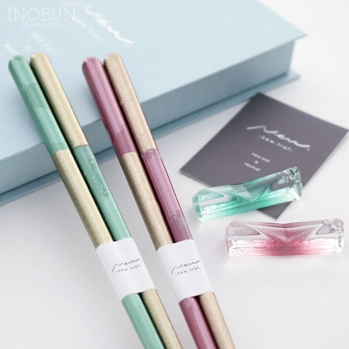 ブックケース ヴェール 箸置き付ペアギフト 夫婦箸 ブルー/ピンク 日本製 ご結婚祝い 新生活 御祝い 食洗機対応