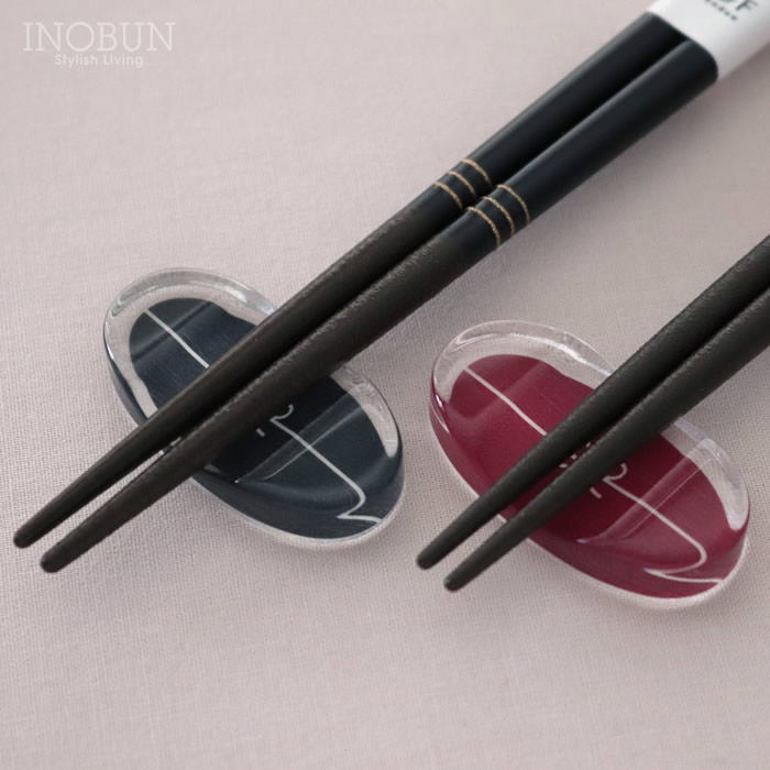 Kadode 門出 夫婦箸＆箸置きセット ネイビー×レッド 日本製 ペアギフト