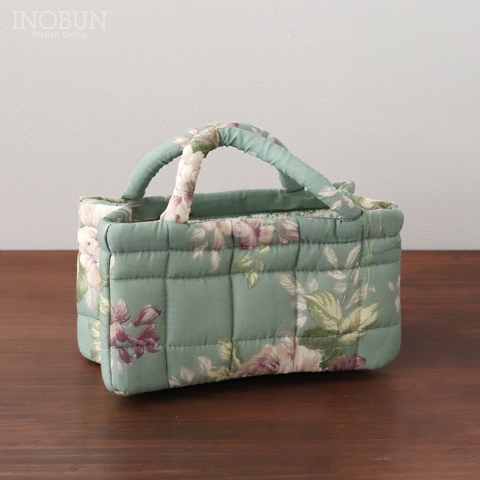 マニー　花柄キルティング収納ポケット 限定価格 キルト ミニソフトバスケット モダンローズ 収納バスケット