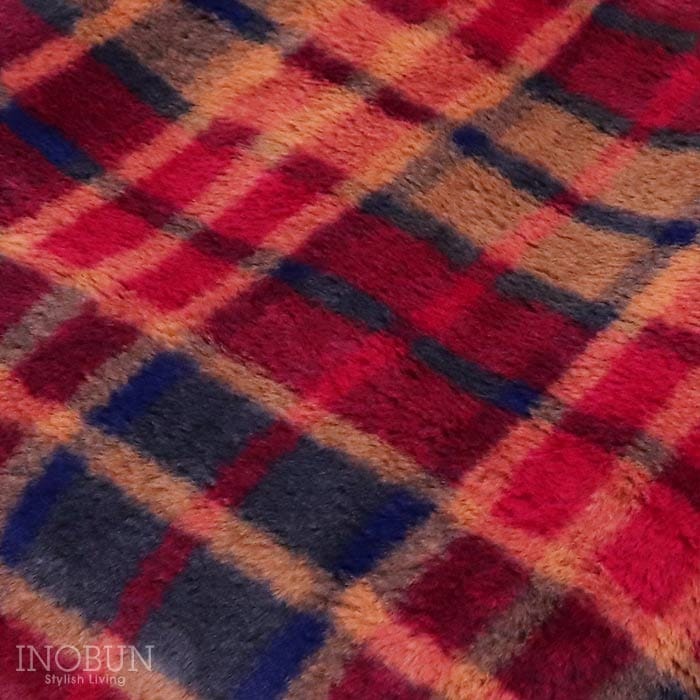 ブランケット レトロチェックファー2 レッド S 100 × 70cm ひざ掛け