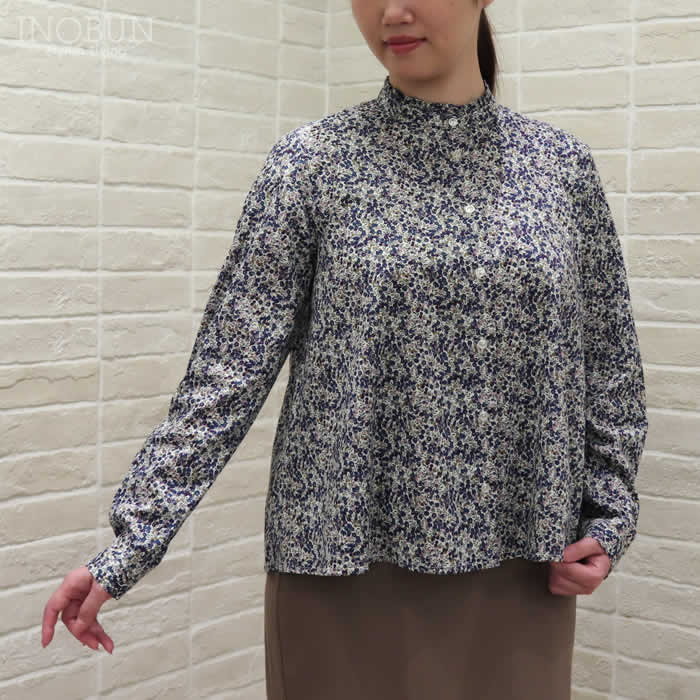 美品✨Parkes パークス リバティ タナローン 長袖 スタンドフリル襟 M Parkes - タナローン スタンドフリル長袖シャツ （リバティ