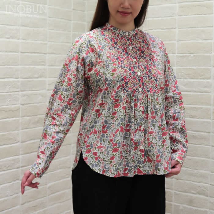 Vent d'ouest リバティ 配色ブラウス POPPY&DAISY/XE レッド系 38