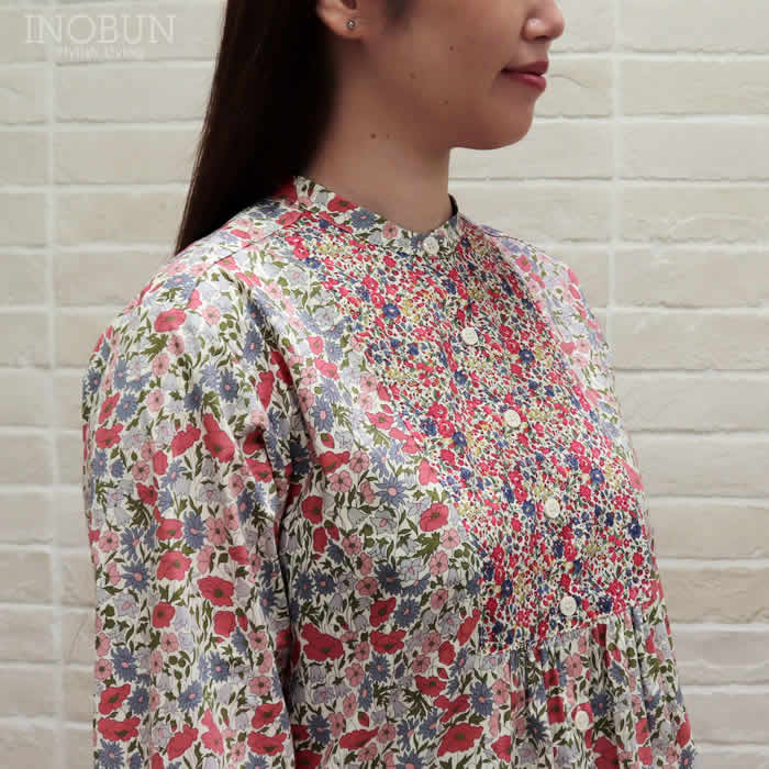 Vent d'ouest リバティ 配色ブラウス POPPY&DAISY/XE レッド系 38サイズ LIBERTY ヴァンドウェスト セール