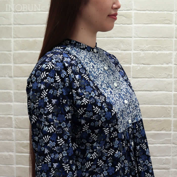 Vent d'ouest リバティ 配色ブラウス EDENHAM ネイビー系 38サイズ