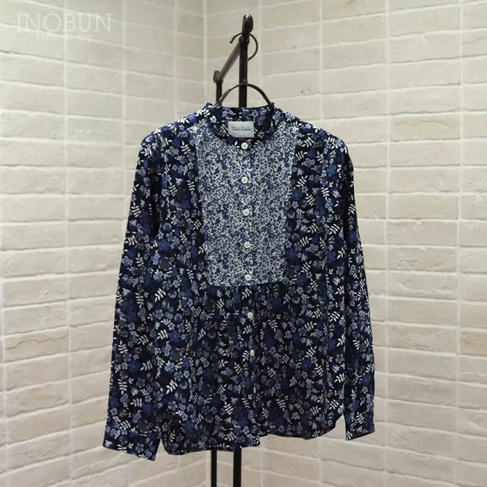 Vent d'ouest リバティ 配色ブラウス EDENHAM ネイビー系 38サイズ