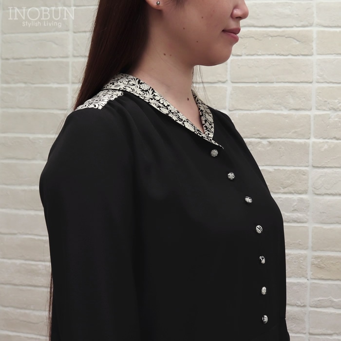 J.Sloane リバティ ショールカラーワンピース ポリエステルリノン生地