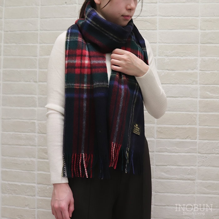 Glen Prince マフラー ネイビー系 TK536 190 x 35cm グレンプリンス ラムズウールマフラー ギフト