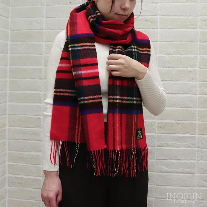 Glen Prince マフラー レッド系 TK303 190 x 35cm グレンプリンス ラムズウールマフラー ギフト