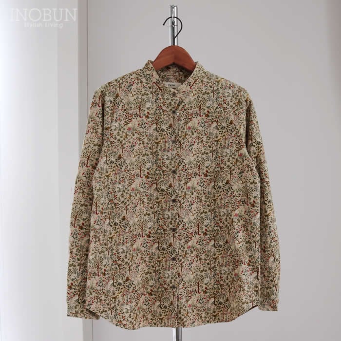 Parkes スタンドカラー レギュラーシャツ 森の動物 21Wコーデュロイ