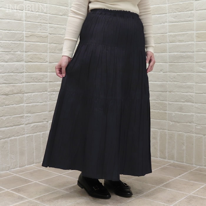 Vent d'ouest 6オンスデニムランダムプリーツ加工 スカート インディゴ