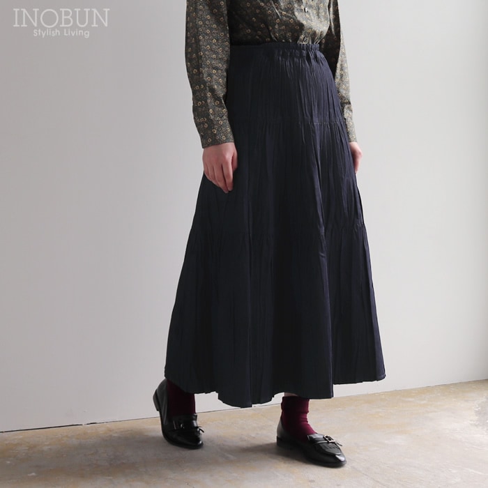 Vent d'ouest 6オンスデニムランダムプリーツ加工 スカート インディゴ ヴァンドウェスト