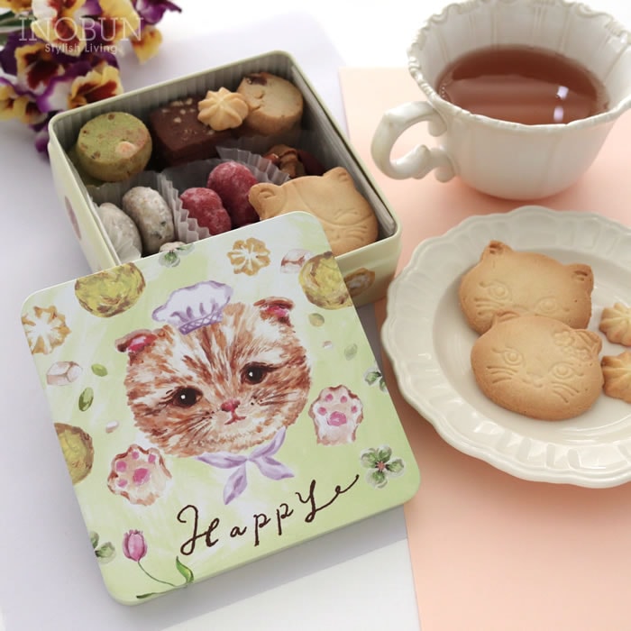 こねこのこねこねクッキー 缶 Happy ギフト ねこ プレゼント クッキー スイーツ 北海道