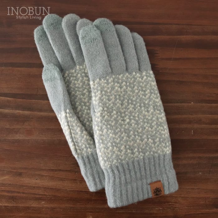 テスタバ タッチグローブ ミックスライトブルー 5本指 手袋 スマホ対応 日本製