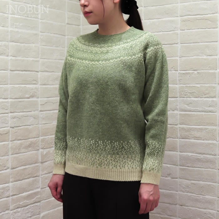 Harley of Scotland フェアアイルセーター グリーン系 ハーレーオブスコットランド ニット L5113/7