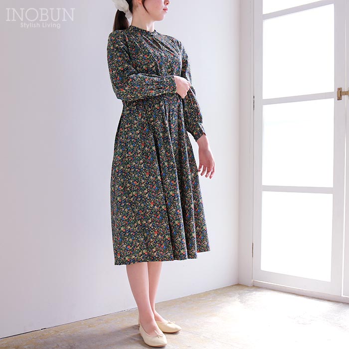 イノブン別注 J.Sloane LIBERTY キーネック すっきり見えワンピース