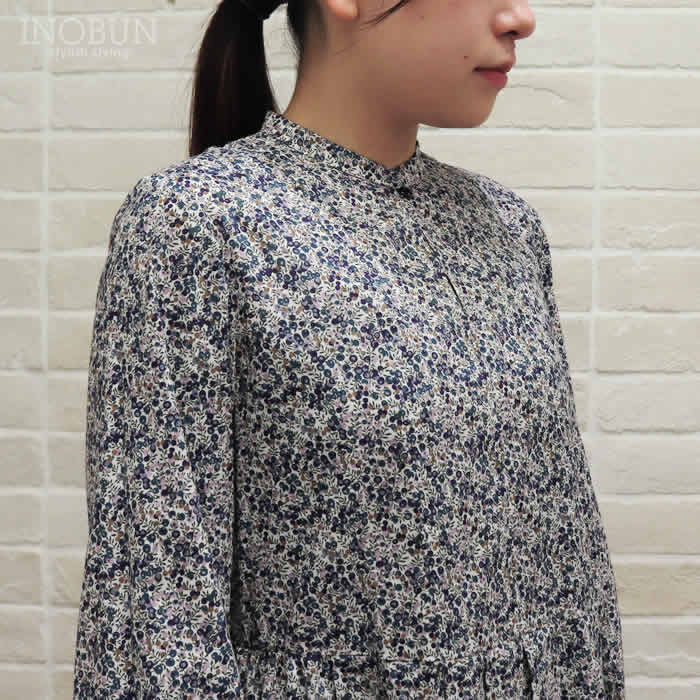 イノブン別注 J.Sloane LIBERTY キーネック すっきり見えワンピース Wiltshire Bud/DE  リバティ ジェイスローアン