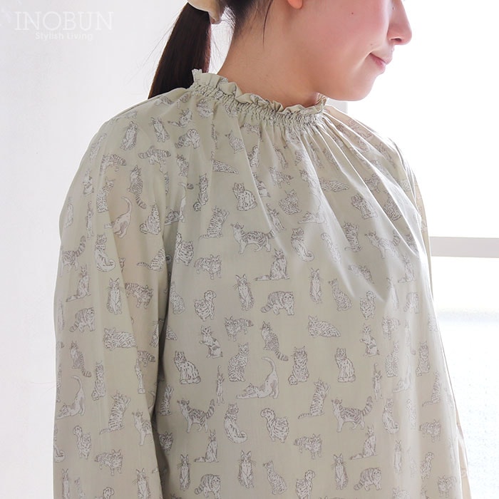 イノブン別注 Parkes LIBERTY シャーリングプルオーバーブラウス Meow