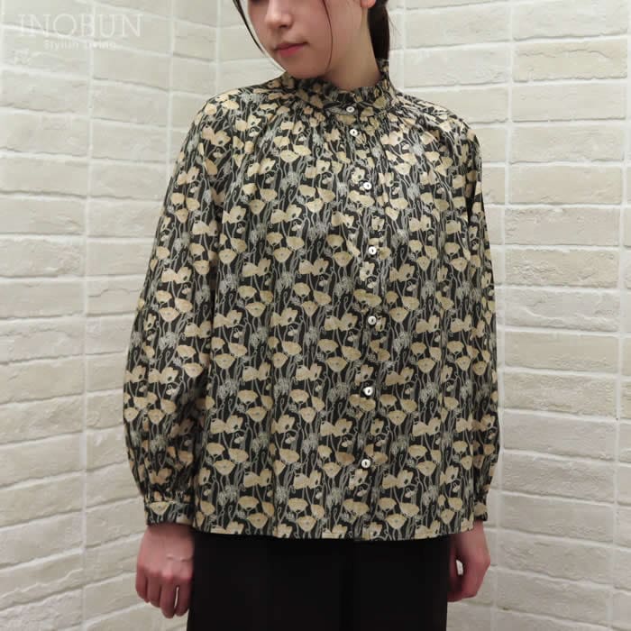 sosotto LIBERTY タナローンフリル衿ゴムシャーリングブラウス