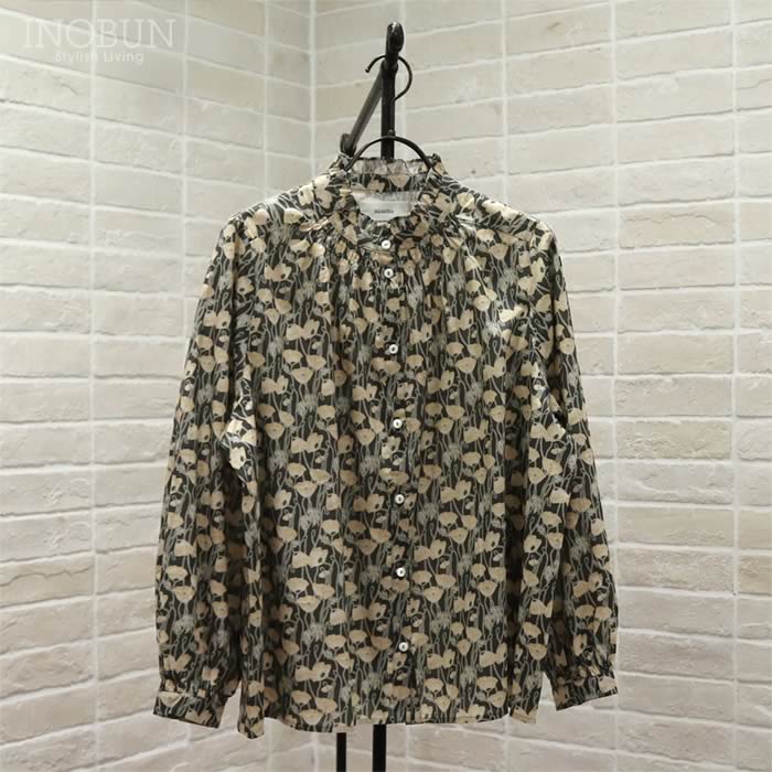 sosotto LIBERTY タナローンフリル衿ゴムシャーリングブラウス