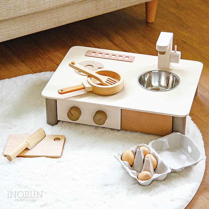 インテリアになじむ 日本製 ままごとキッチン -くるみいろ- 木のおもちゃ お誕生日 エドインター クリスマス