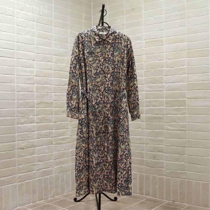 Parkes LIBERTY 共布リボン付きAラインワンピース Joan/25AU