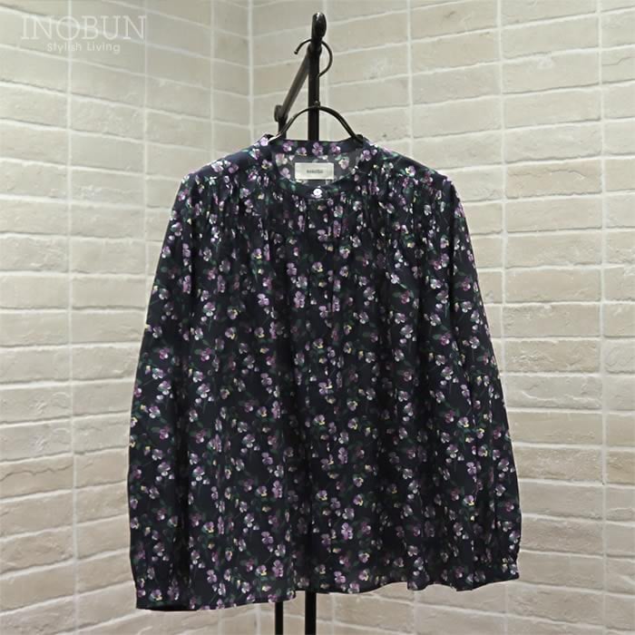 sosotto LIBERTY タナローン胸シャーリングブラウス ネイビー系 NVY