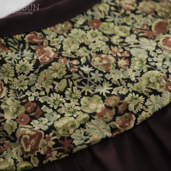 sosotto ブロード×LIBERTY 切替ブラウス ダークブラウン DBR×Chive