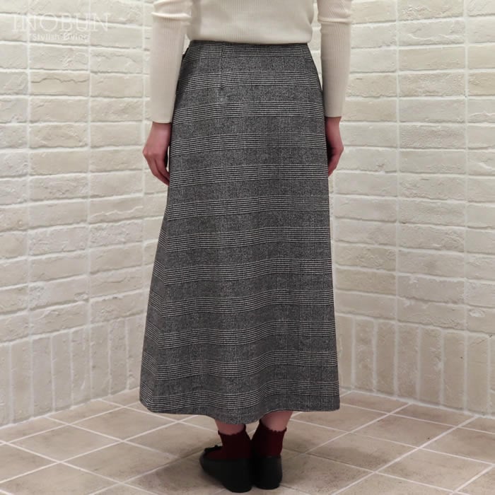 Vent d'ouest ウォッシャブル ツイード グレンチェック スカート 白黒