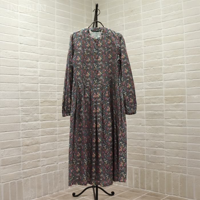 J.Sloane リバティ バンドカラーすっきり見えワンピース Floral Fable