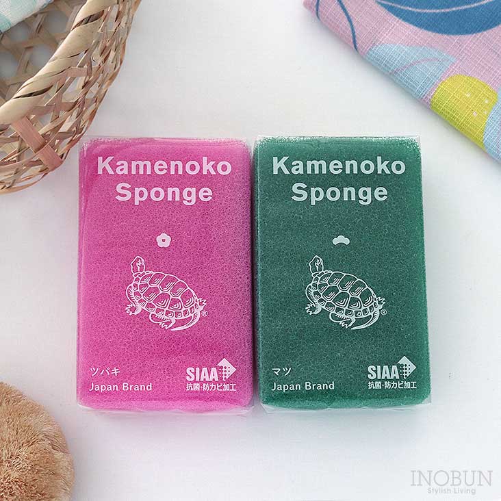 【限定色】亀の子スポンジ 2色セット ツバキ マツ 日本製 抗菌 銀イオン 新生活 お正月