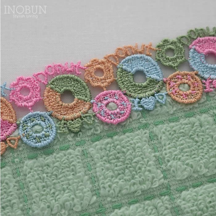 販売開始前】近沢レース店 ドーナツ グリーン 2月 シーズンタオルハンカチ