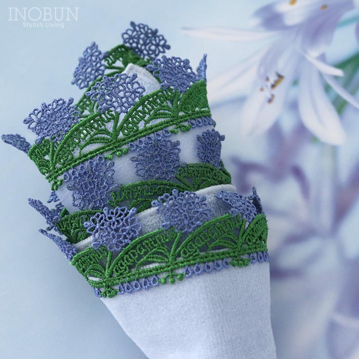 近沢レース店 アガパンサス アクアブルー 3月 シーズンタオルハンカチ