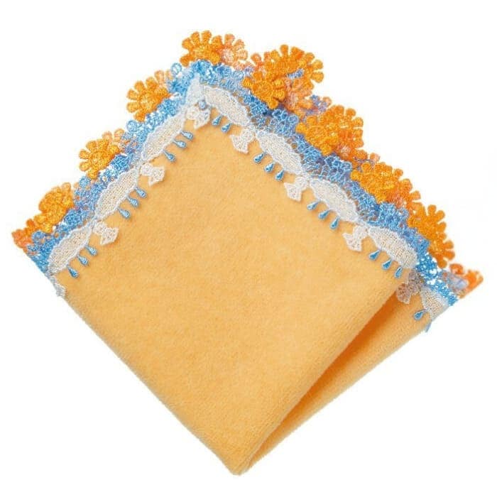 【販売開始前】近沢レース店 くもの上はいつも晴れ オレンジ 4月 シーズンタオルハンカチ