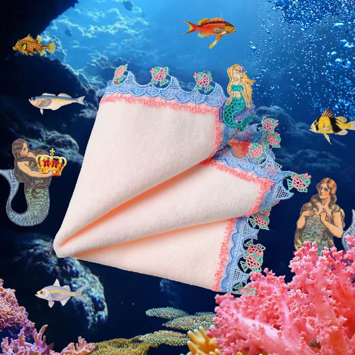 近沢レース店 マーメイド ピンク 6月 シーズンタオルハンカチ
