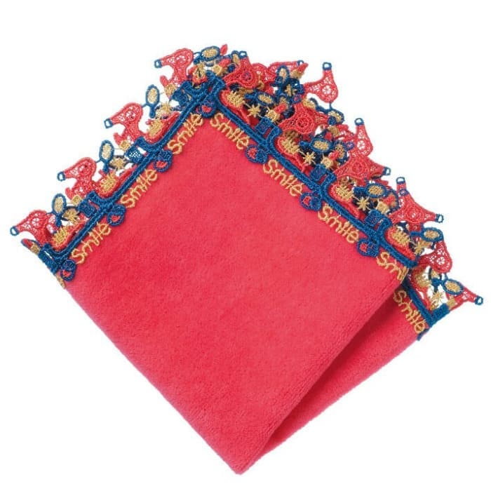 販売開始前】近沢レース店 おめかし レッド 6月 シーズンタオルハンカチ