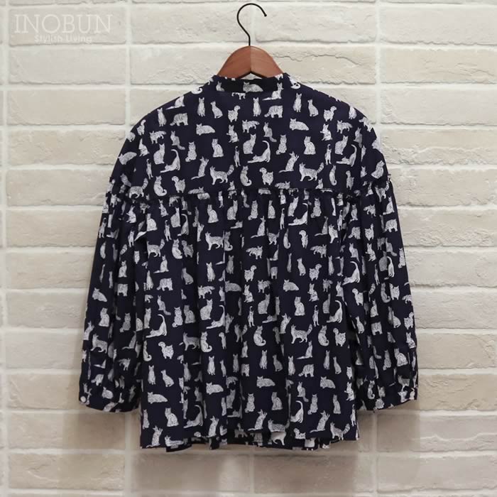 イノブン別注 J.Sloane リバティ ヨーク切り替えギャザーブラウス M