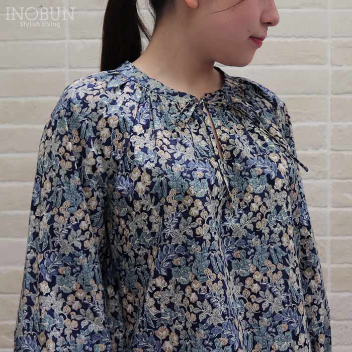 Coupole リバティ リボンネックブラウス 長袖 Sweet Pea Leaf スイートピー・リーフ 38サイズ 日本製 LIBERTY クーポール