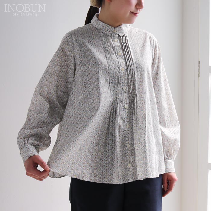 Coupole リバティ レギュラーカラーフレアブラウス 長袖 Forest Wave フォレスト・ウェーブ 38サイズ 日本製 LIBERTY クーポール