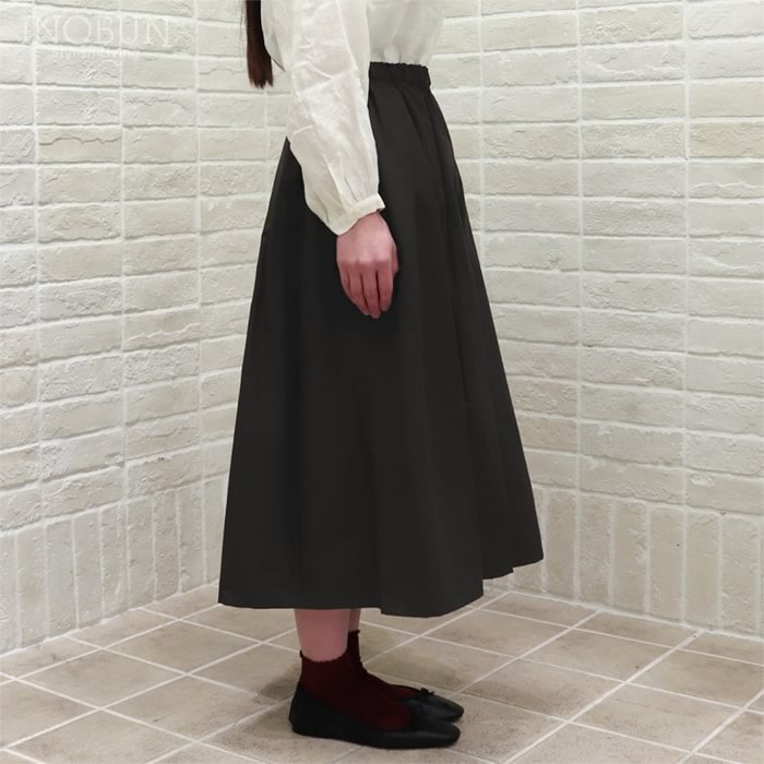 Crespi 見返しリバティ C/Nグログラン スカート 80cm丈 チャコール 38