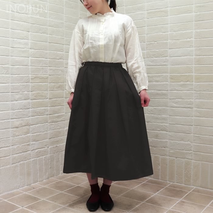 Crespi 見返しリバティ C/Nグログラン スカート 80cm丈 チャコール 38サイズ クレスピ