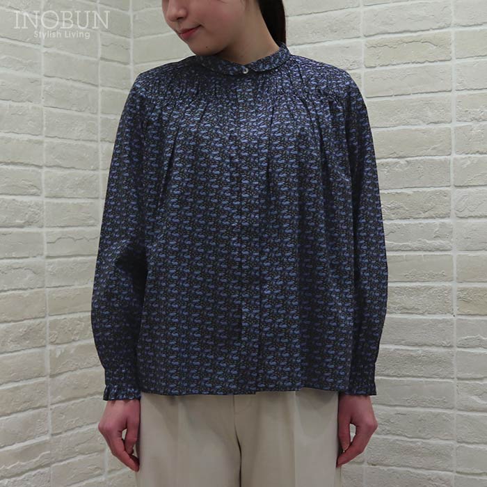 sosotto リバティ タナローンチビ衿シャーリングブラウス 長袖 Mサイズ