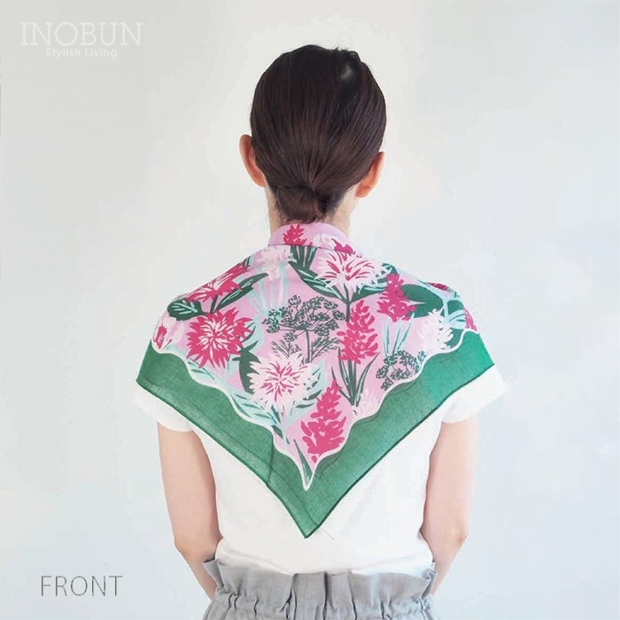 UVカット おさんぽスカーフ メゾンブランシュ  ブルーム ピンク リバーシブル スナップボタン 綿 花柄 お洗濯可 メール便可