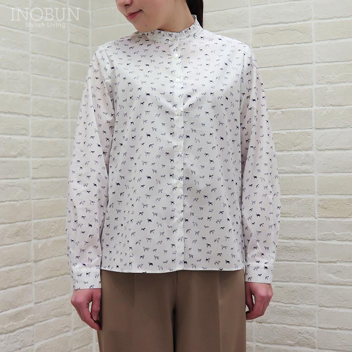 Parkes リバティ スタンドフリルシャツ ブラウス Mサイズ 長袖 Man's