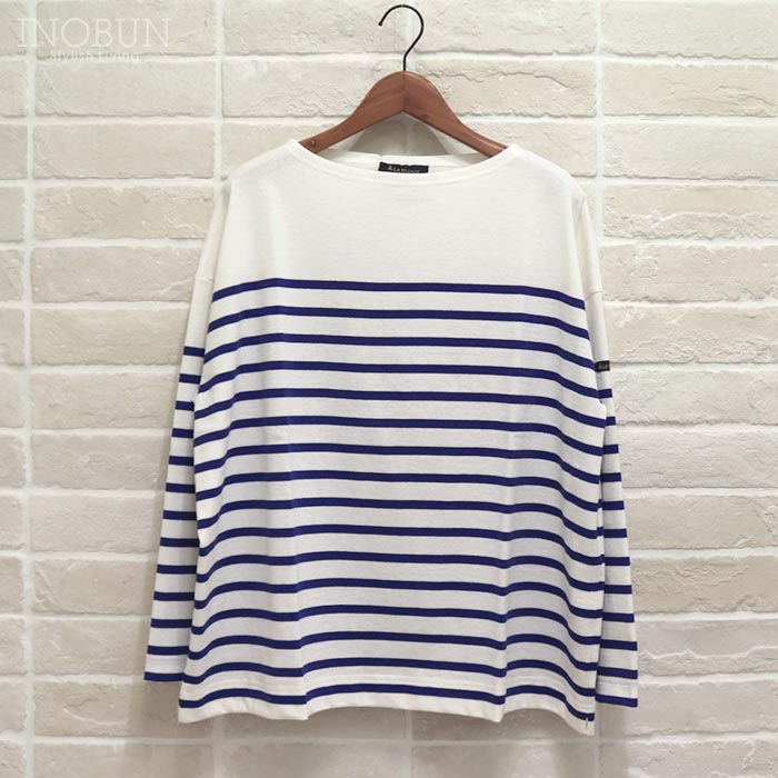 Le minor ルミノア ボーダーカットソー 薄手 9分袖 パネルボーダー 白地×ブルー Blanc/Roy 1125 フランス製