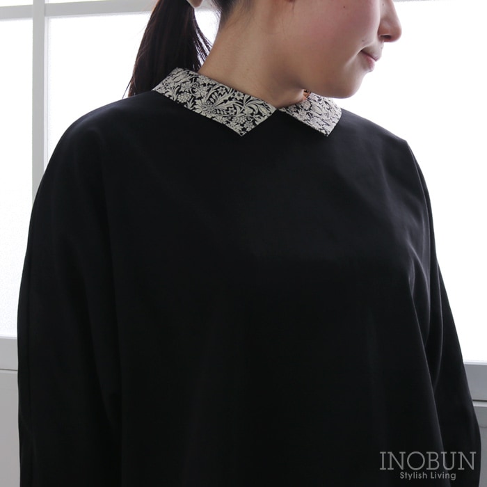 Vent d'ouest リバティ襟くるみボタン THE FANCTIONAL BASIC カットソー 38サイズ Mortimer ブラック LIBERTY